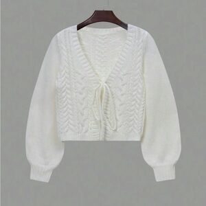 White Tie-Front Cardigan